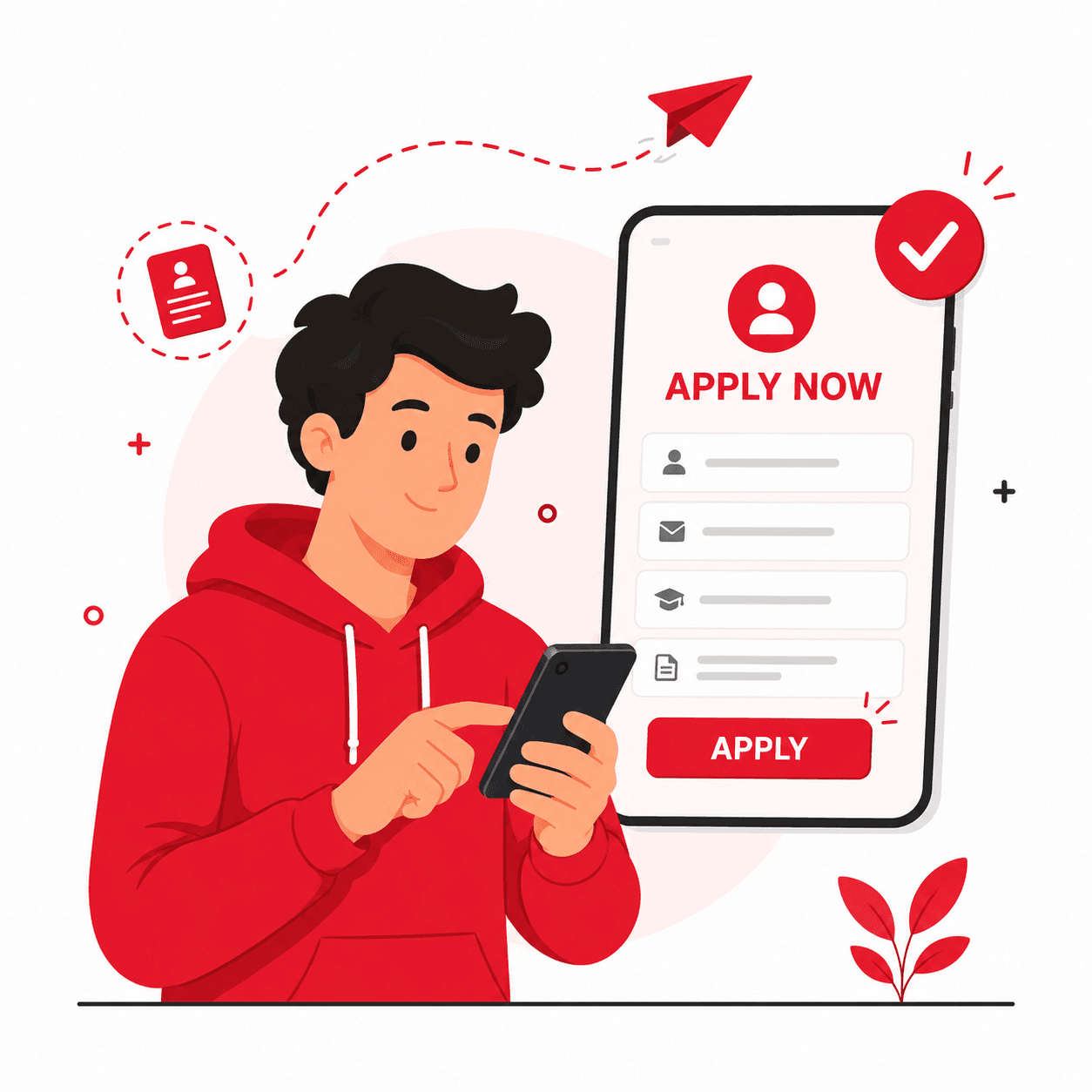 Student completing an application form